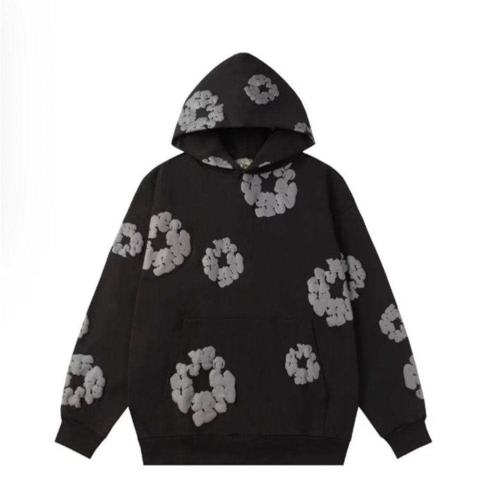 Black and Gray Floral Men's Hoodie